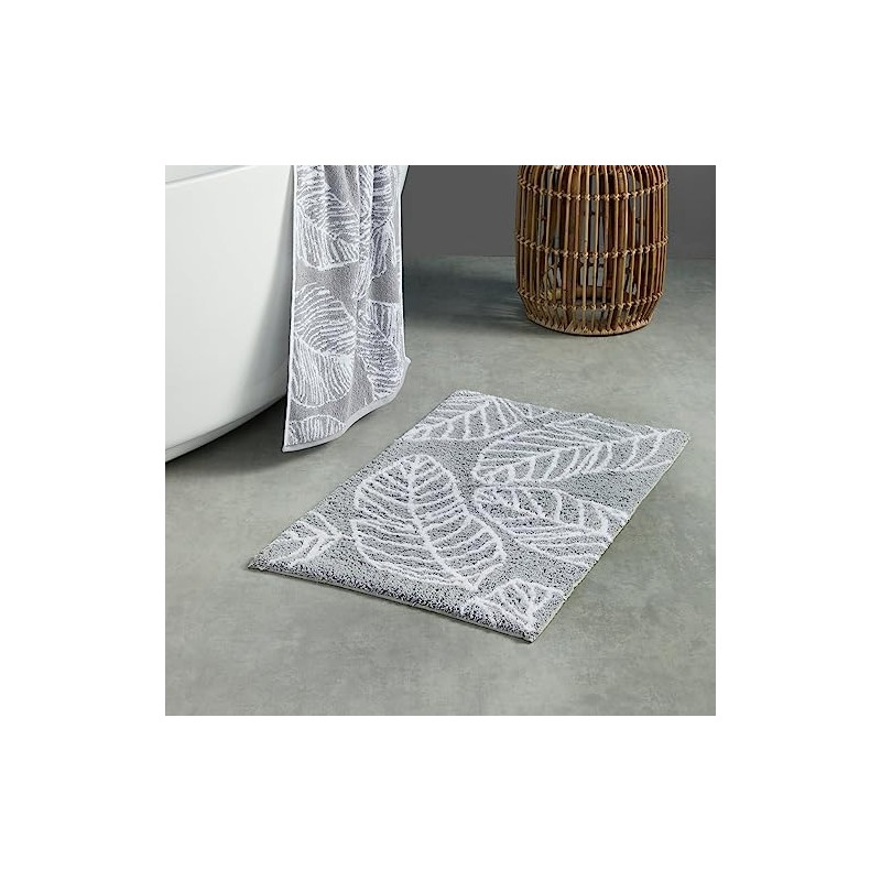 Fusion - Grey Leaf Bath Mat (50 x 80cm) -