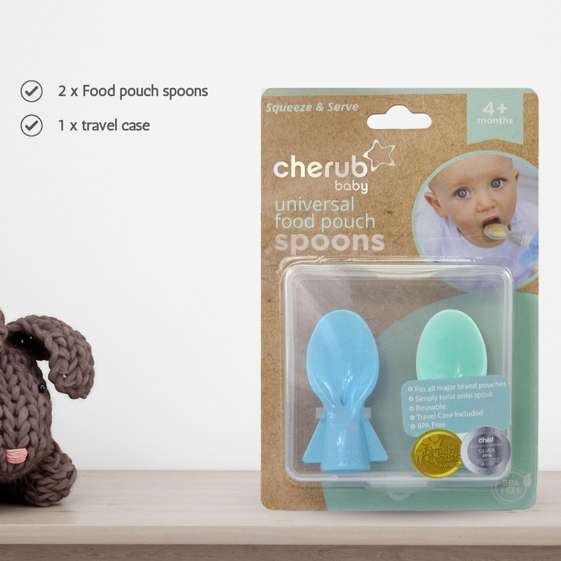 Cherub Baby Universal Reusable Non-Spill Baby Food Pouch Squeeze Spoon