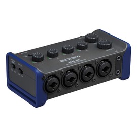 Zoom AMS-44 Audio Interface for Music Recording & Streaming for One or More Musicians Black & Blue