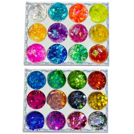 12 Colors Eco-Friendly Cosmetic Glitter, Non-Toxic Festival Glitter for Nails, Hair, Eye Makeup, DIY Art 12 Colors (2PCS-Shell-A)