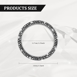 Tecledsn 2pcs Car Bling Crystal Rhinestone Engine Start Decoration Ring, Sparkling Push Start Button Sticker, Key Ignition & Knob Ring Decoration, Bling Car Interior Accessories for Women (Bright Black)