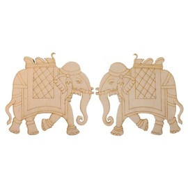 Aumni Crafts Pre-Marked Laser Cut MDF Cutouts 6x5.5 Inch (1 Set, Right + Left) Elephant 3mm Thick Wood Shapes Bases for DIY Painting Arts Wall Hanging Decoration