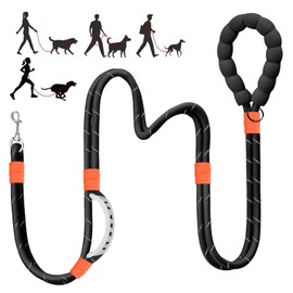 Dog Lead, Large Dog Lead, Adjustable Training Lead, Dog Lead 2 m with Soft Padded Handle and Metal Buckle, Slip Lead with Pull Stop, Walking, Running, Dog Leash