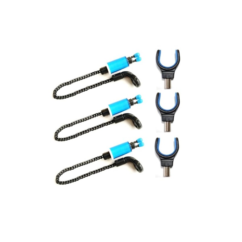 TJR Tackle 6pc Bobbins Bite Indicators & Rod Rest Set