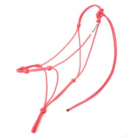 Knotty Girlz 4 Knot Horse Rope Training Halter - 3/16" (5mm) Very Thin! Stiff Polyester Halter Rope (Pink, Large)
