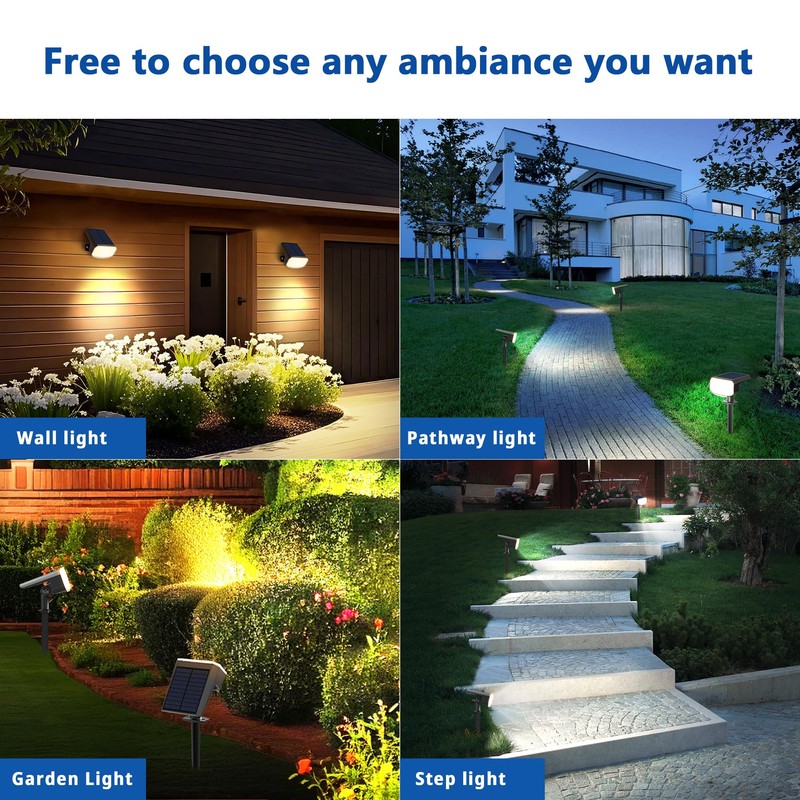 JEJOT Solar Spot Lights Outdoor Waterproof IP65,6 Pack,2CCT(3000K/6500K), Super Bright