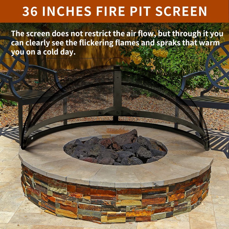 WeCooper Heavy-Duty Fire Pit Spark Screen, 36In Round Steel Mesh