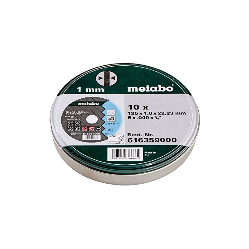 Metabo Promotion Cutting Discs 125 x 1.0 x 22.23 Stainless