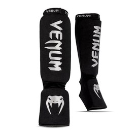 Venum Kontact Shin Guards - Black/Silver - Small