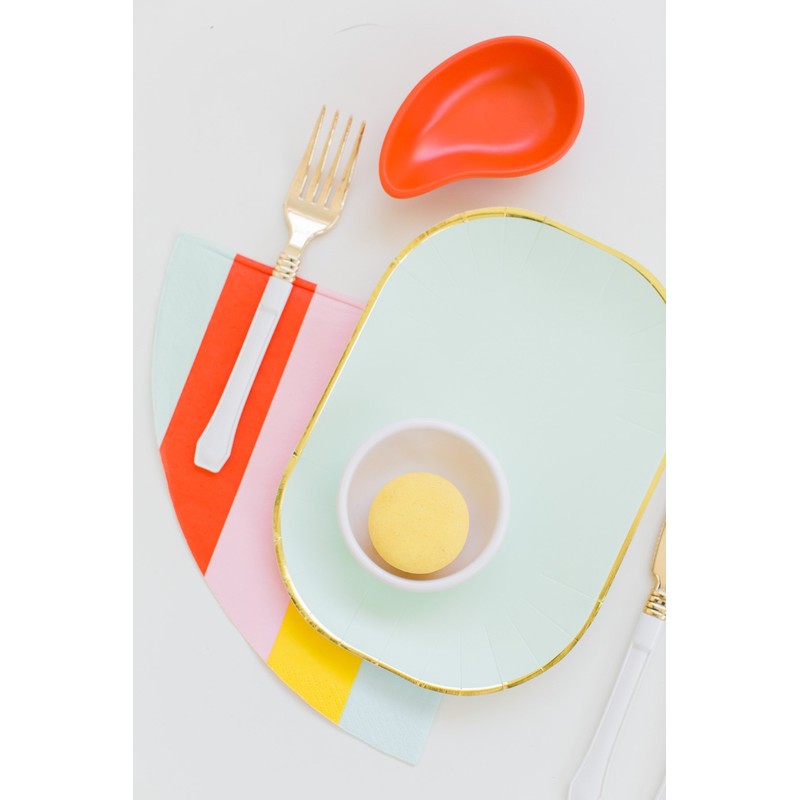 Sugar & Cloth Round Paper Napkins, Rainbow Stripe, 32 Count