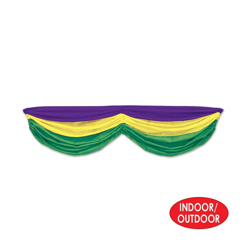 Mardi Gras Fabric Bunting (golden-yellow, green, purple) Party Accessory (1