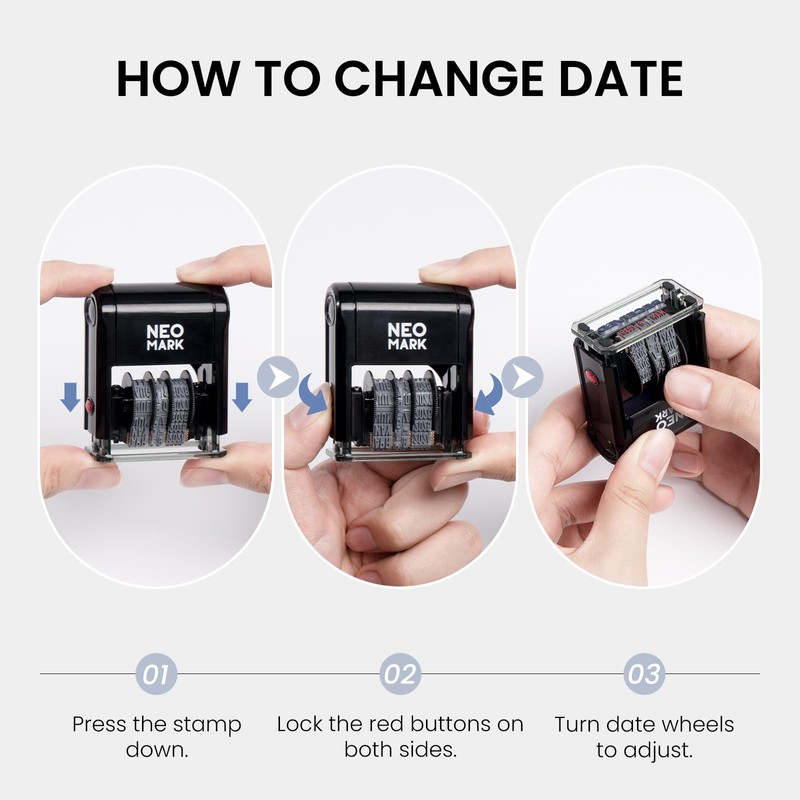NEO MARK Self-Inking Received Date Stamp, 12-Year Adjustable Dater