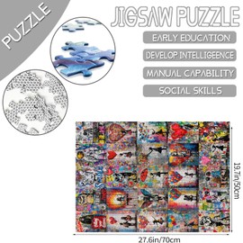 Tucocoo Graffiti Street Art Jigsaw Puzzle, 1000 Pieces Impossible Puzzles for Adults, Colourful Banksy Girl Collage, Artwrok Puzzles for Demanding Family Activities, DIY Jigsaw Puzzles for