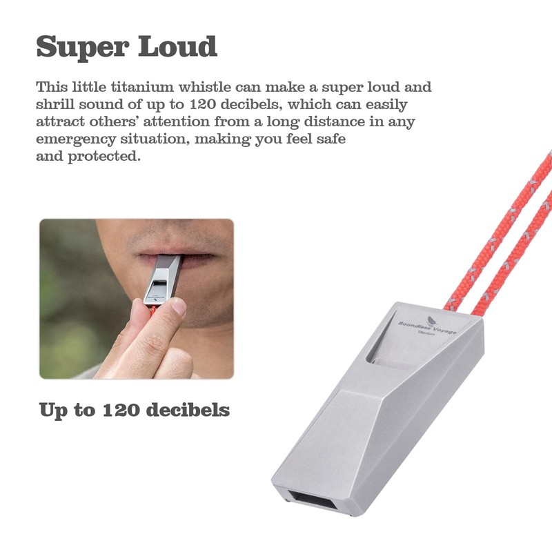 Boundless Voyage Titanium Whistle Emergency Survival Safety Whistles with Lanyard