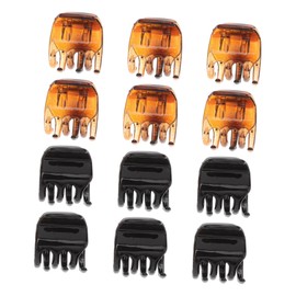PACKOVE 12pcs Medium Small Hair Claw Clips for Women Non-slip Comfortable Jaw Clips with Rounded Edges in Black and Tortoise for Daily Hairstyling and Neat Looks