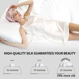 ZIMASILK 22 Momme 100% Mulberry Silk Sleep Cap for Women Hair Care,Natural Silk Hair Wrap for Sleeping, Silk Bonnet with Elastic Stay On Head, Classic Pleated(1Pc, Light Plum/Pink)