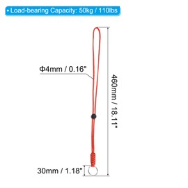 PATIKIL Paracord Lanyard with Keyring 18 Inch, 3 Pack Necklace Keychain Cord Metal Hook Strap for Keys Whistle ID Card Badge Holder, Red