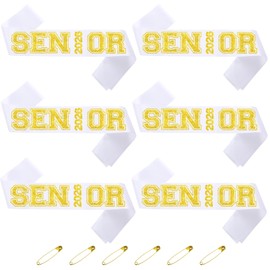 6pcs White Senior 2026 Sashes with Gold Glitter Printing Letters，2026 Graduation Celebrations Sashes, Class of 2026 Sash for Graduation Party, Senior Cheer Sasesh, Class Competition Sashes
