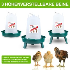 ZenxyHoC Chick Automatic Feeder and Drinker Set, 1 kg Chicken Feeder and 1.5 L Chicken Drinker with 3 Adjustable Heights (Green)