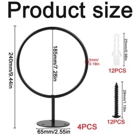 Jeinbuil Pack of 4 Wall Mount Ball Rack Ball Holder Wall Metal Ball Holder Black Basketball Holder Wall Ball Holder with Screws for Basketball Volleyball Football Rugby