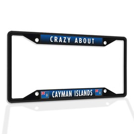 Fastasticdeals Metal Insert License Plate Frame Crazy About Cayman Islands Weatherproof Car Accessories Black 4 Holes Solid Insert
