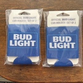 Budweiser Bud Light Beer Budweiser Can Koozie Holder Sleeve Collapsible Blue Lot of 4 NIP