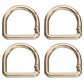 sourcing map 4 Pcs D Ring Spring Key Hooks 1.2 Inch Metal Keyring Clip Buckles Clasp Clamps Spring Snap Hook Fasteners for Backpacks Handbag Purse Paracord Keychain DIY Crafts, Gold