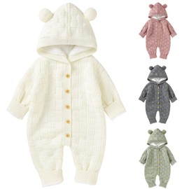 Opewod Infant Knitted Sweater Romper Longsleeve Outfit Fleece Jumpsuit for Baby Boy Girl Clothes