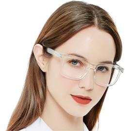 AEZUNI Large Square Reading Glasses Women Clear Frame Readers 1.0 1.5 2.0 2.5 3.0 3.5 (Transparent, 100)
