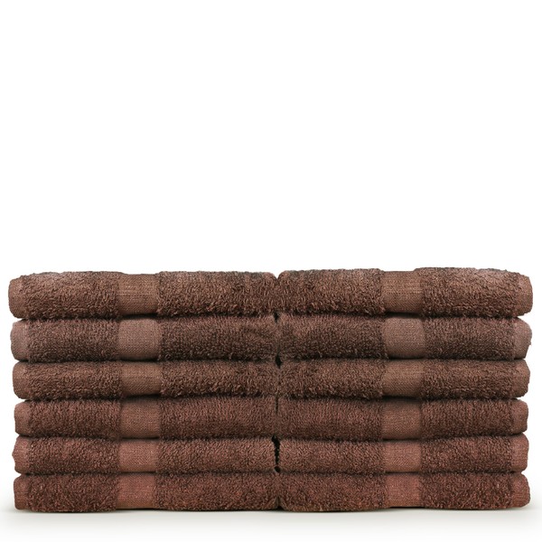 100% Cotton Salon, Hair Drying Towels - Soft and high Absorbent - 16 x 27 inches - 12 - Pack (Salon Towel - Set of 12, Brown)