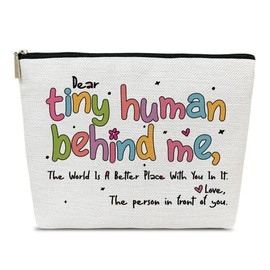 Ythuil Inspirational Teacher Gifts Makeup Bag, Dear Tiny Human Behind Me Pouch, Cute Cosmetic Bag for Purse, Teacher's Day, Appreciation Week, Thank You, Birthday, Christmas Gifts for Women Female