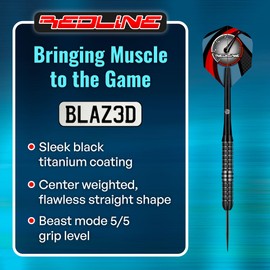 Shot! Darts Redline BLAZ3D Steel Tip Dart Set Front Weighted 80% Tungsten Barrels (24, Grams)