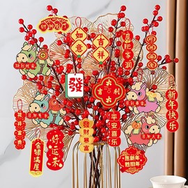 18 Pcs Chinese New Year Decorations 2026 Year of The Horse Hanging Ornaments, Lunar New Year Chinese Decor Red Festive Paper Cutouts for Home, Party, Door, Tree & Wall Decor