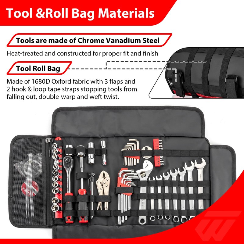 Motorcycle Tool Kit With Roll Pouch Fit for Harley Motorcycles