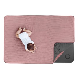 Ubbi Baby Floor Mat, Thick and Comfortable 40.5 x 57 Padded Play Mat for Babies and Toddlers, Detachable Cotton Muslin Cover, Machine Washable and Foldable, Fig Blossom