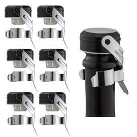 WOTOR Champagne&Wine Bottle Stoppers Stainless Steel with Food Grade Silicone, Leak Proof Keep Fresh Reusable Saver, Cork Suitable for Wine, Champagne, Cava, Prosecco and Sparkling (6 Pack Silver）