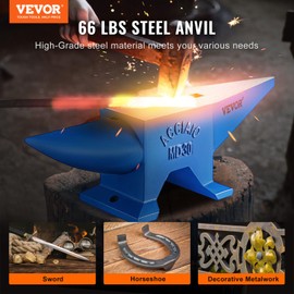 VEVOR Pro Horn Anvil, 30KG/66.1LBS Weight Steel Anvil Blacksmith Blacksmith Anvil, Portable Rugged Cast Iron Anvil Blacksmith Anvil Stable Workbench Blacksmith Forge Anvil Tool