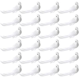 Roowest 36 Pcs Christmas Dove Birds Clip Christmas Tree Artificial White Bird Decorative White Christmas Ornaments with Feather Realistic Birds Dove Craft for Wedding Xmas Party Decoration