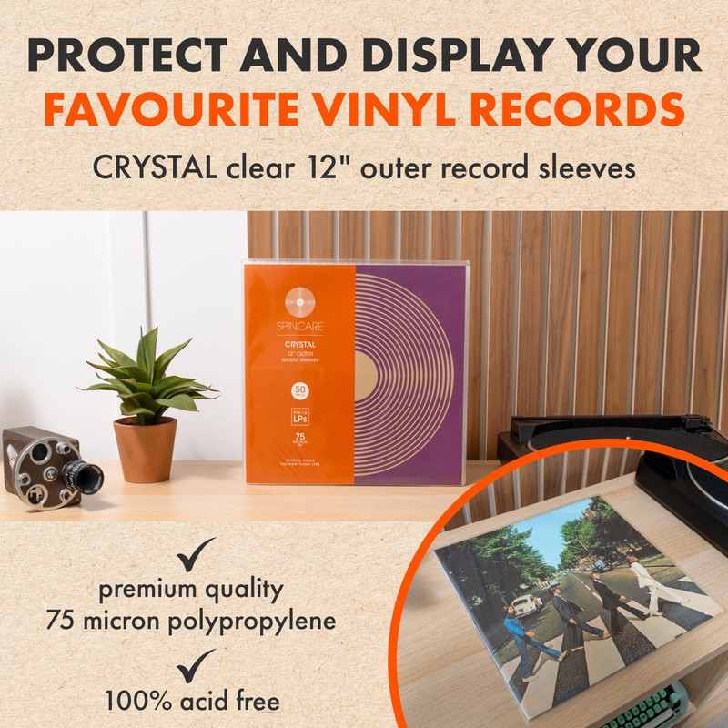 50x 12 Inch Standard Outer Vinyl Record Sleeves | Crystal