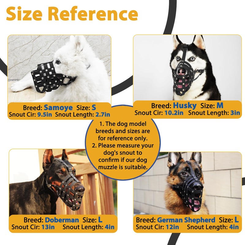 BARKLESS Dog Muzzle, Soft PVC Basket Muzzle for Medium Large