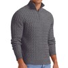 Askdeer Men's Quarter-Zip Sweater Mock Turtleneck Cable Knit Pullover Sweater
