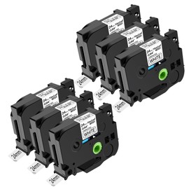 NineLeaf 6PK Compatible for Brother P-Touch Label Maker Tape TZe-251 TZe251 TZ-251 TZ251 24mm 0.94 Laminated Black on White TZe TZ 1 inch Label Tape for PT-530 PT-520 PT-350P PT-350 PT-330