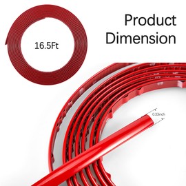16.4Ft Cuttable Automotive Trim Strip,Anti-Scratch Car Door Trim Molding Car Exterior Accessories,Universal Car Stickers Trim Strip for Hood,Window,Door,Bumper,Headlight (Red)