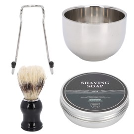 4pcs Shaving Brush Set Men Shaving Soap Brush Stainless Steel Shaving Bowl Rack Kit