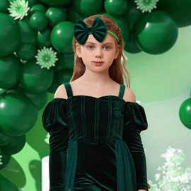 ONENINEDREAM St. Patrick's Baby Headbands Bows Velvet Baby Girl Bows Green Leaves Nylon Headbands Newborn Hair Bow Shamrock Toddler Girl Headbands with Bows Infant Kids Hair Accessories