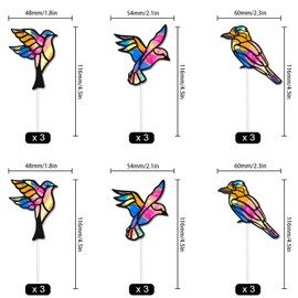 Hummingbird Cupcake Toppers Hummingbird Happy Birthday Stained Glass Decorations, Summer Tropical Bird Party, Baby Shower, Bird Themed Party Decorations, Makes a Great Birthday Gift.