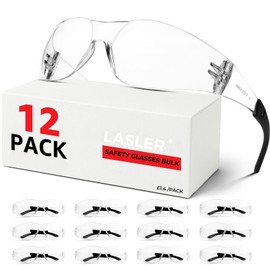 Clear Safety Glasses Bulk of 12, Safety Googles for Men Women, Impact Scratch-Resistant Lens Eye Protection for Lab,Construction,Shooting Range,Woodworking,Outdoor