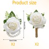 4-Piece Wedding Boutonniere Set,Corsage and Boutonniere Set,Fabric Corsage Wristlet for