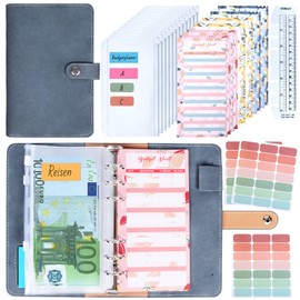 ANYUKE A6 Budget Planner, Financial Binder, Cash Stuffing, with Sleeves, Organiser, Book for Budgeting, Savings Challenges