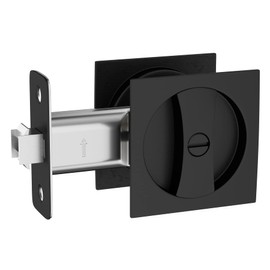 Haidms Black Pocket Door Hardware, Pocket Door Lock Matte Black, Square Locks for Pocket Doors(1 Pack, Matte Black)